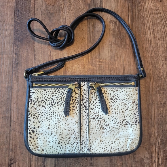 Fossil ELISE Black Double Zip Leather Crossbody Purse - Picture 1 of 13